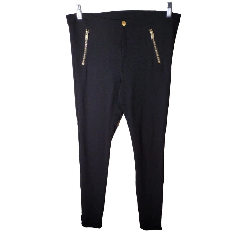 Divided HM Pants Medium Black Faux Zipper Pockets